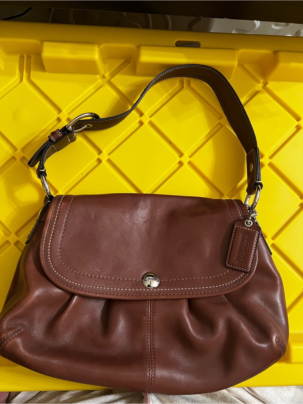 Vintage Y2K Coach Pleated Soho Flap Shoulder Bag (Style J0973-F13729)